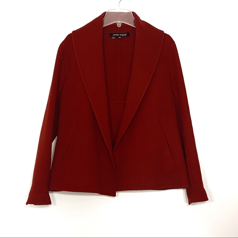 Anne Klein Peplum Wool Cashmere Blend Coat MP Red